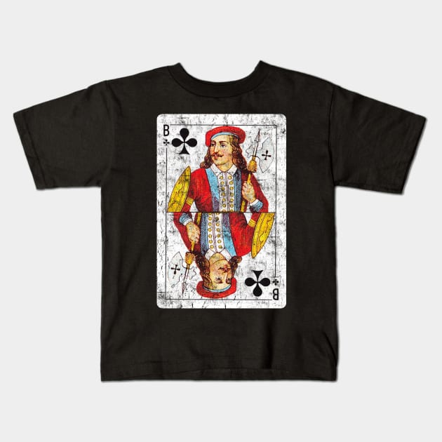 Vintage Jack of Clubs Playing Card Kids T-Shirt by vladocar